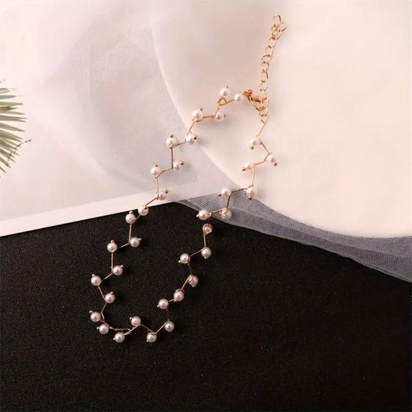 Delicate Faux Pearl Short Clavicle Chain Elegant Necklace Jewelry - Picture 3 of 3